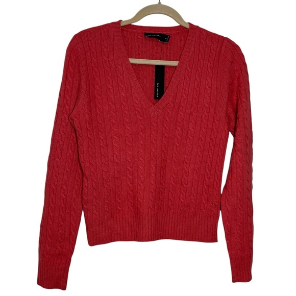 NWT The Limited Wool Viscose Angora Hair Cashmere Cable Knit Hot Pink Sweater - Picture 1 of 6